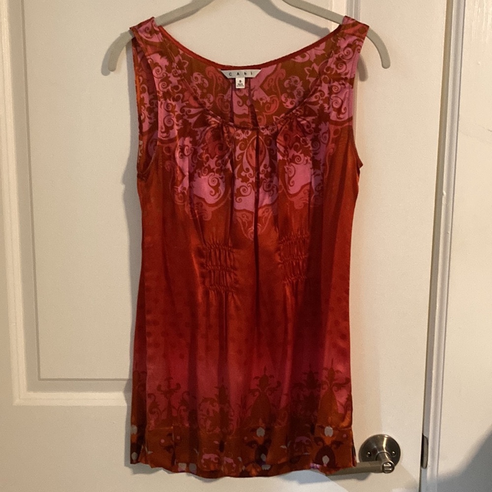 CAbi 100% Silk Tunic Tank - Red - Size Small